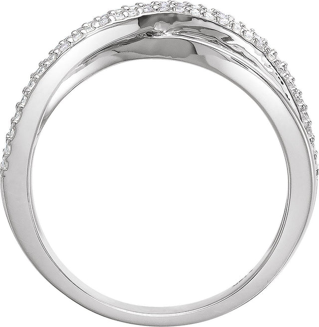 14K Gold Round Natural Diamond Accented Criss-Cross Ring II - White Gold - view 2