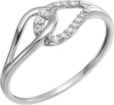 14K Gold Round Natural Diamond Accented Interlocking Ring - view 3