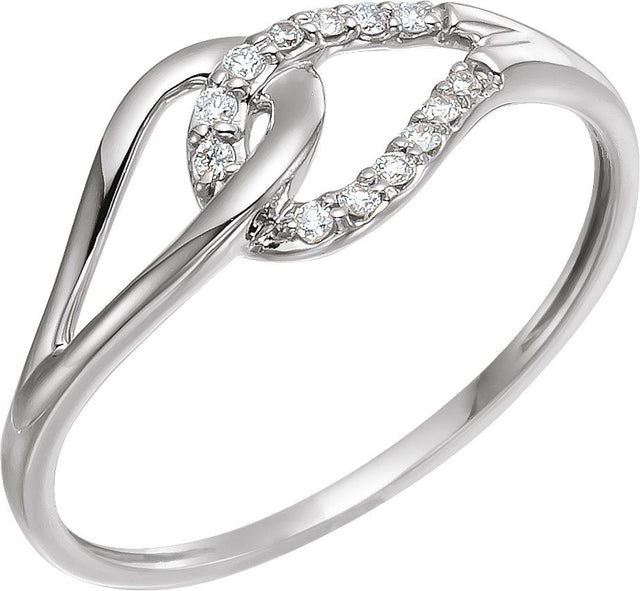 14K Gold Round Natural Diamond Accented Interlocking Ring - view 3