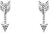14K Gold Round Natural Diamond Arrow Earrings - White Gold - view 2