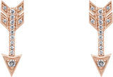 14K Gold Round Natural Diamond Arrow Earrings - Rose Gold - view 2