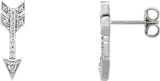 14K Gold Round Natural Diamond Arrow Earrings - White Gold