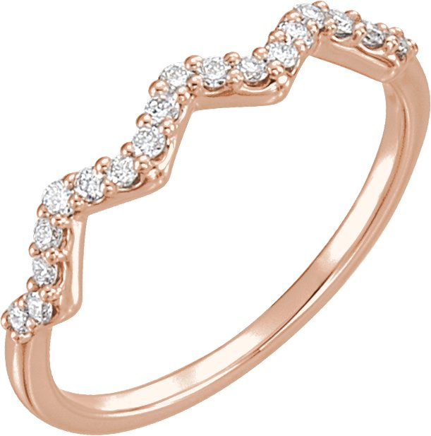 14K Gold Round Natural Diamond Stackable Ring - Rose Gold