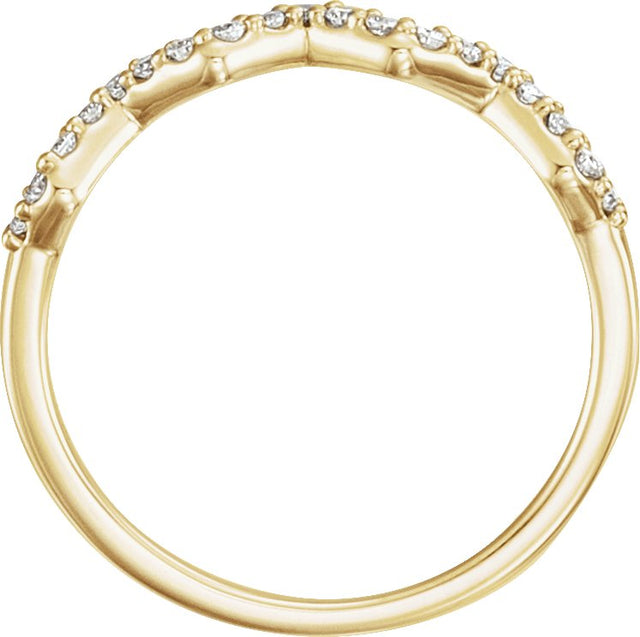 14K Gold Round Natural Diamond Stackable Ring - Yellow Gold - view 2