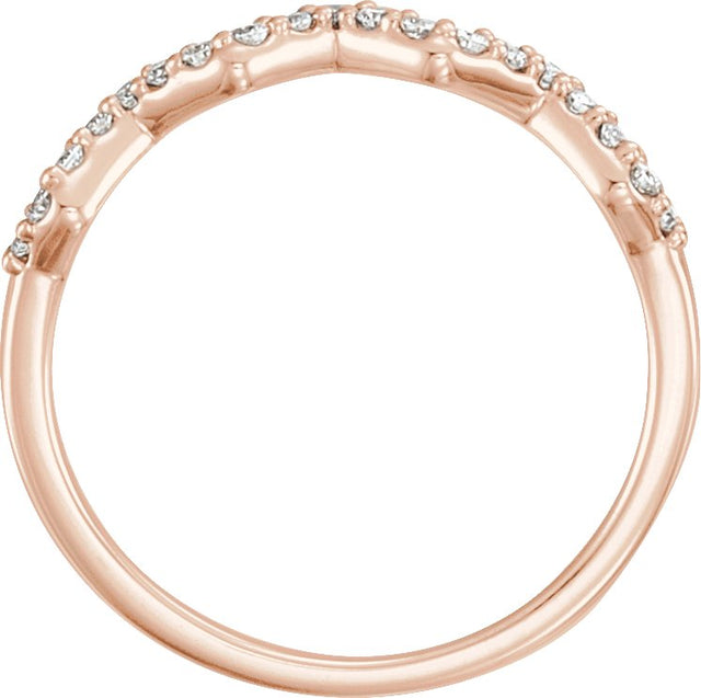 14K Gold Round Natural Diamond Stackable Ring - Rose Gold - view 2