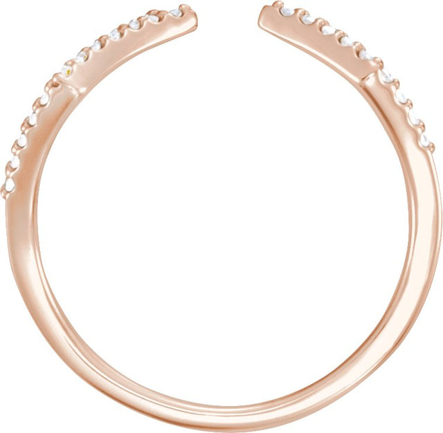 14K Gold Round Natural Diamond Geometric Ring – 1mm Stones - Rose Gold - view 2