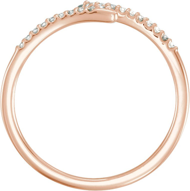 14K Gold Round Natural Diamond Stackable Ring – 1.3mm Stones - Rose Gold - view 2