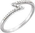 14K Gold Round Natural Diamond Stackable Ring – 1.3mm Stones - White Gold