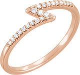 14K Gold Round Natural Diamond Stackable Ring – 1.3mm Stones - Rose Gold