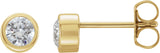 14K Gold Natural Diamond Round Bezel-Set Birthstone Stud Earrings - Yellow Gold