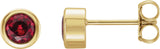 14K Gold Lab-Grown Ruby Round Bezel-Set Birthstone Stud Earrings - Yellow Gold