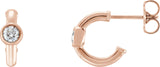 14K Gold Round Natural Diamond Bezel-Set Huggie Earrings - Rose Gold