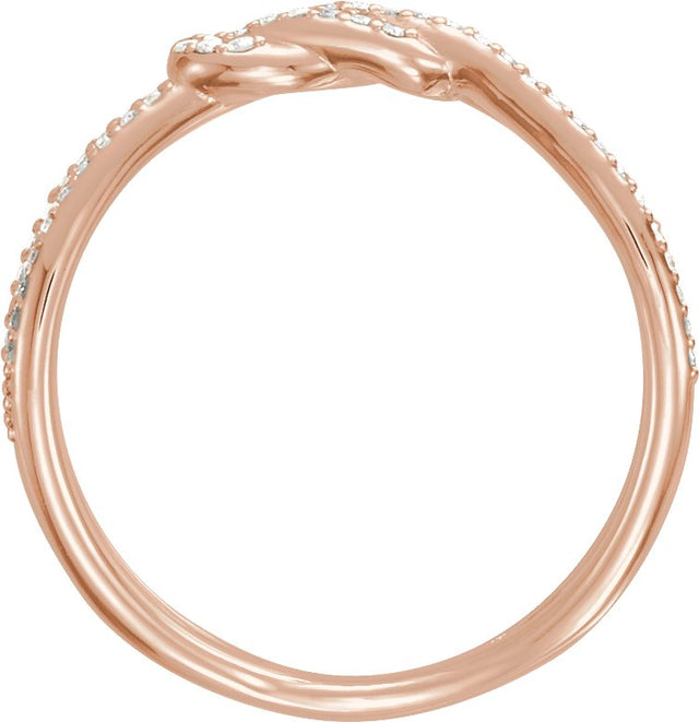 14K Gold Round Natural Diamond Accented Knot Ring - Rose Gold - view 2