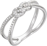 Platinum Round Natural Diamond Accented Knot Ring