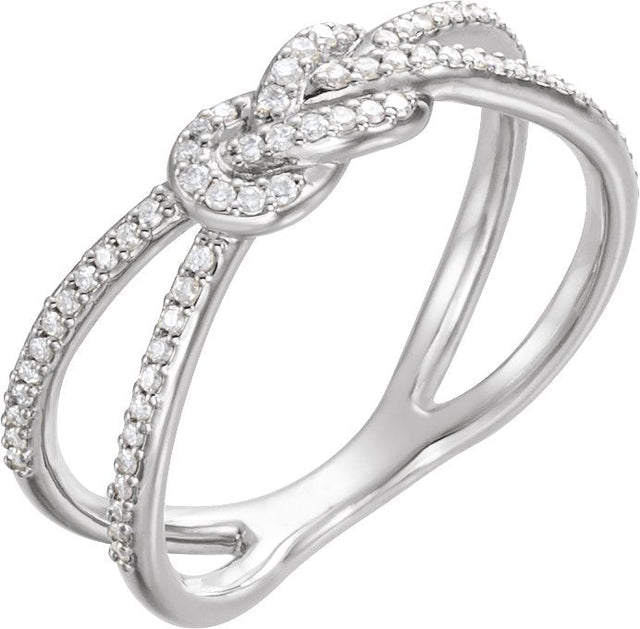 Platinum Round Natural Diamond Accented Knot Ring