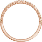 14K Gold Round Natural Diamond Beaded Ring – 1mm Stones - Rose Gold - view 2