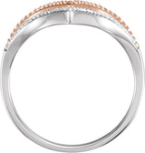 14K Gold Round Natural Diamond V Ring - view 2