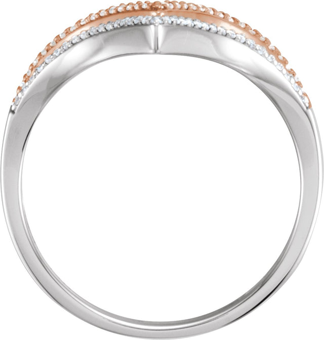14K Gold Round Natural Diamond V Ring - view 2