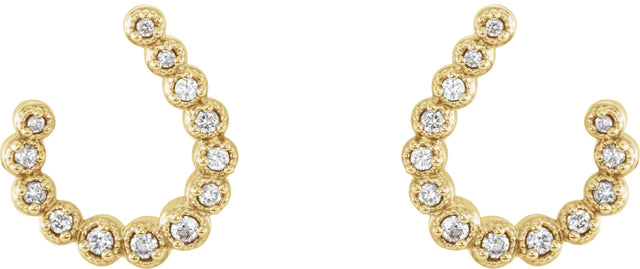 14K Gold Round Natural Diamond Accented Freeform Earrings II - Yellow Gold - view 2