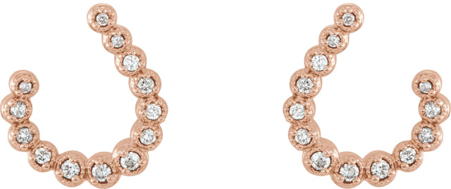 14K Gold Round Natural Diamond Accented Freeform Earrings II - Rose Gold - view 2