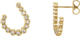14K Gold Round Natural Diamond Accented Freeform Earrings II - Yellow Gold