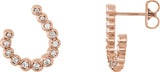 14K Gold Round Natural Diamond Accented Freeform Earrings II - Rose Gold