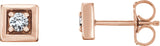 14K Gold Round Natural Diamond Accented Earrings – 2.5mm Stones - Rose Gold
