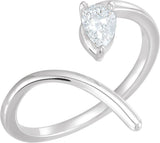 14K Gold Pear Natural Diamond Negative Space Ring - Rose Gold - view 4