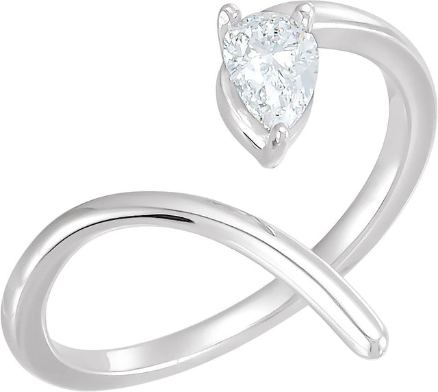 14K Gold Pear Lab-Grown Diamond Negative Space Ring - Rose Gold - view 4