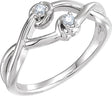 Platinum Round Natural Diamond Accented Double Knot Ring