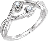 Platinum Round Natural Diamond Accented Double Knot Ring