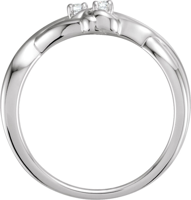 14K Gold Round Natural Diamond Accented Double Knot Ring - White Gold - view 2