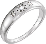 Platinum Round Natural Diamond Accented Star Ring