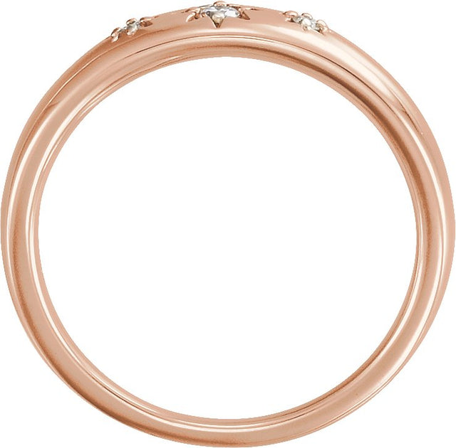 14K Gold Round Natural Diamond Accented Star Ring - Rose Gold - view 2
