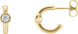 14K Gold Round Natural Diamond Bezel-Set Huggie Earrings - Yellow Gold