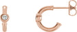 14K Gold Round Natural Diamond Bezel-Set Huggie Earrings - Rose Gold