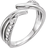 Platinum Round Natural Diamond Bypass Ring – 1.4mm Stones