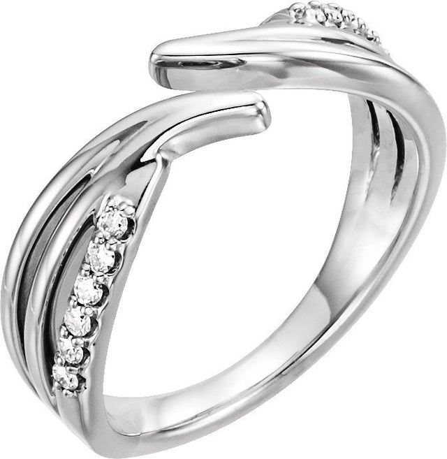 Platinum Round Natural Diamond Bypass Ring – 1.4mm Stones