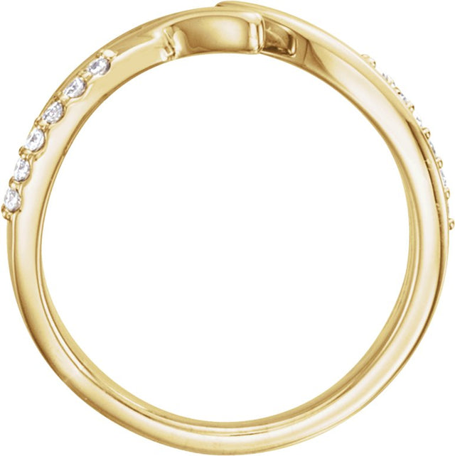 14K Gold Round Natural Diamond Bypass Ring – 1.4mm Stones - Yellow Gold - view 2
