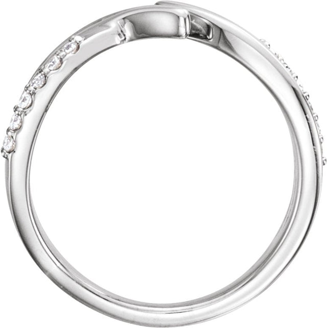 14K Gold Round Natural Diamond Bypass Ring – 1.4mm Stones - White Gold - view 2