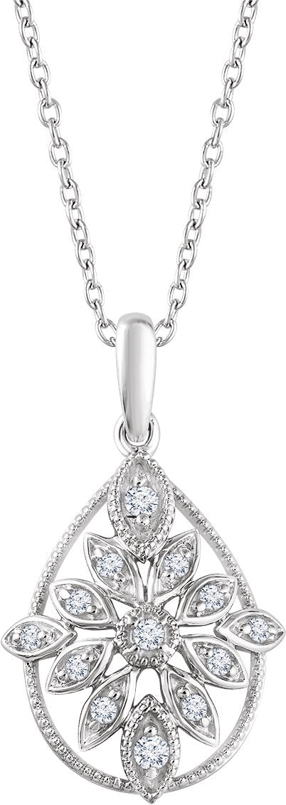14K Gold Round Natural Diamond Granulated Filigree Necklace II