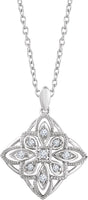 14K Gold Round Natural Diamond Granulated Filigree Necklace – 1/10 CTW