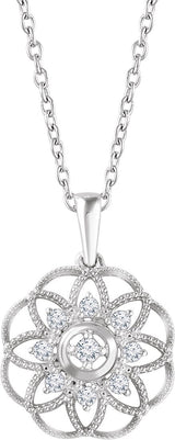 14K Gold Round Natural Diamond Granulated Filigree Necklace – 1/5 CTW