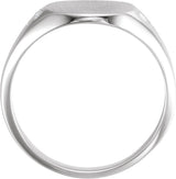 14K Gold Round Natural Diamond Engravable Square Signet Ring - White Gold - view 2