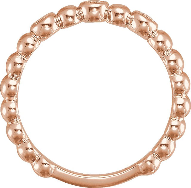 14K Gold Round Natural Diamond Bezel-Set Beaded Ring – 2.2mm Stones - Rose Gold - view 2