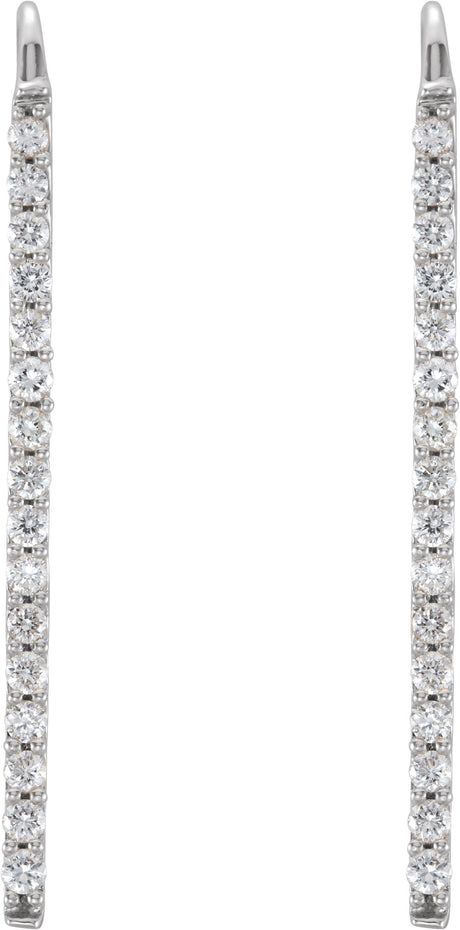 Platinum Round Natural Diamond Bar Earrings – 1.3mm Stones - view 2