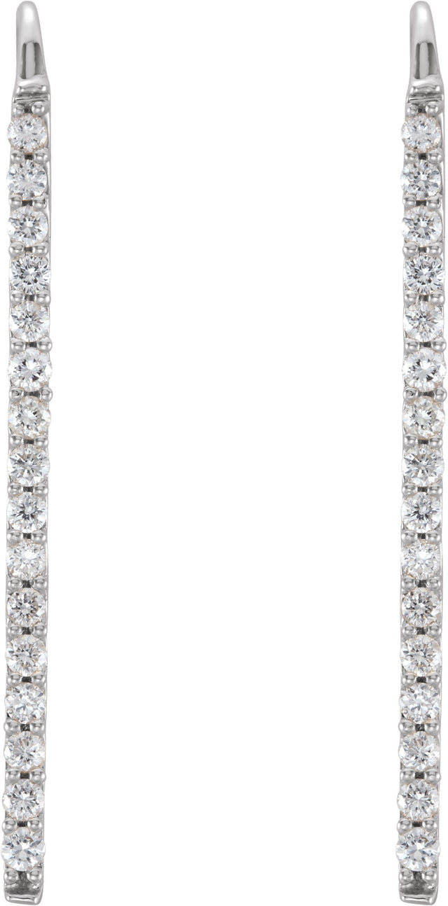 Platinum Round Natural Diamond Bar Earrings – 1.3mm Stones - view 2