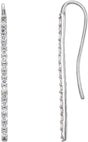 Platinum Round Natural Diamond Bar Earrings – 1.3mm Stones
