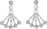14K Gold Round Natural Diamond Bezel-Set Fan Earrings - White Gold - view 2
