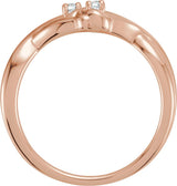 14K Gold Round Natural Diamond Accented Double Knot Ring - Rose Gold - view 2